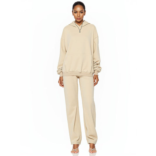 Women's Half Zip Long Sleeve Hoodie Retro Loose Zip Drawstring Hooded Sweatshirt Set