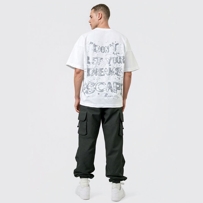 Cotton letter-printed short-sleeved T-shirt for men