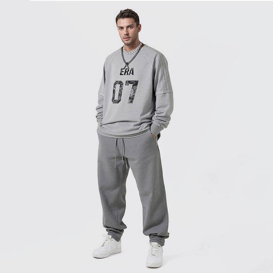 Autumn long-sleeved T-shirt for men heavy washed pure cotton sports bottoming shirt long-sleeved T-shirt for men