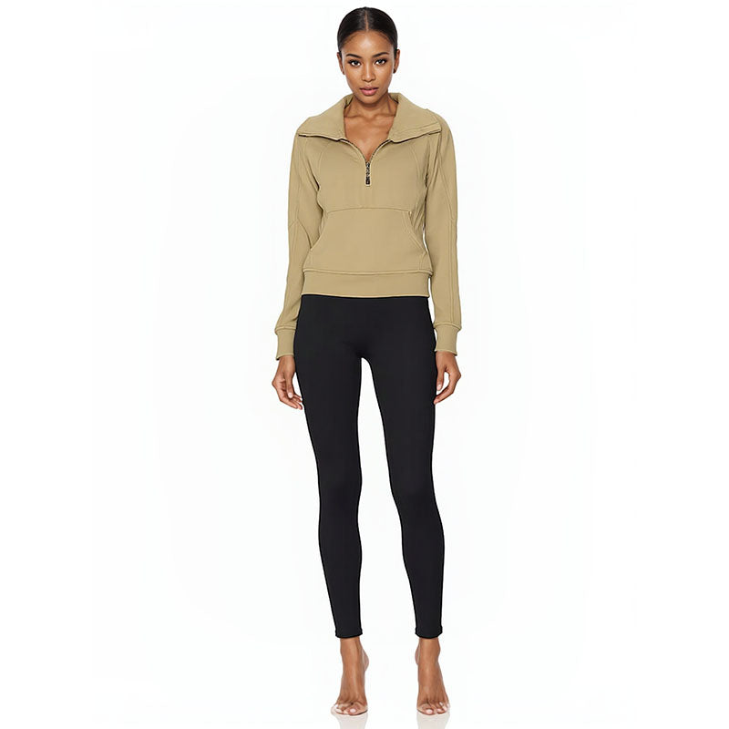 Womens Half Zip Cropped Pullover Sweatshirts Fleece Quarter Zipper Hoodies Winter Clothes Sweaters Thumb Hole
