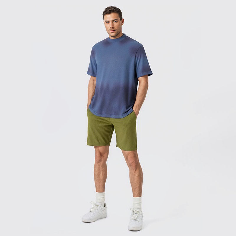 Distressed spray color T-shirt with small neckline