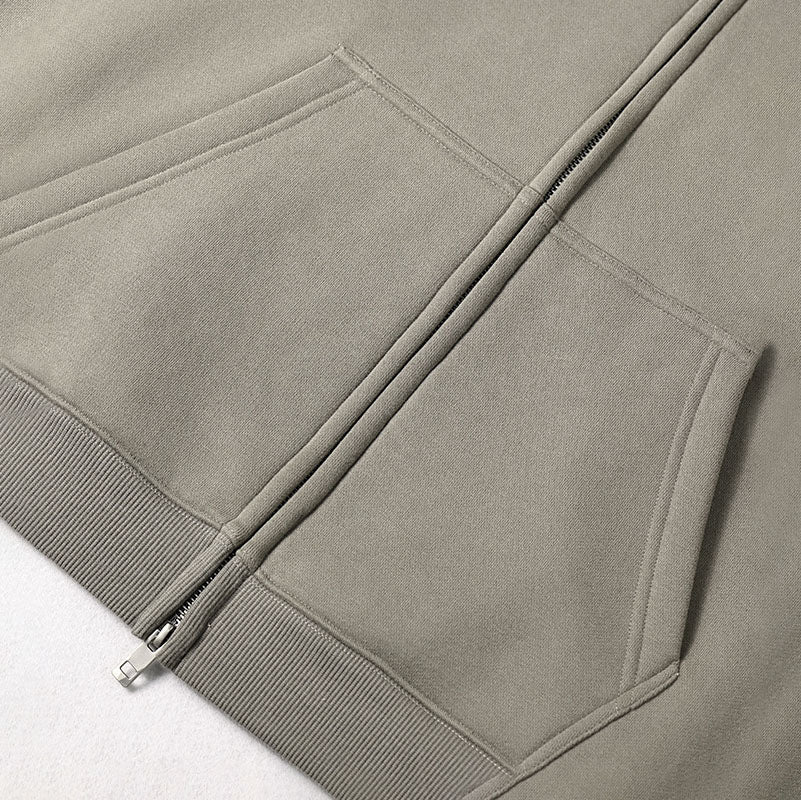 New autumn and winter velvet 350G double-ended zipper cardigan loose men's hooded sweatshirt