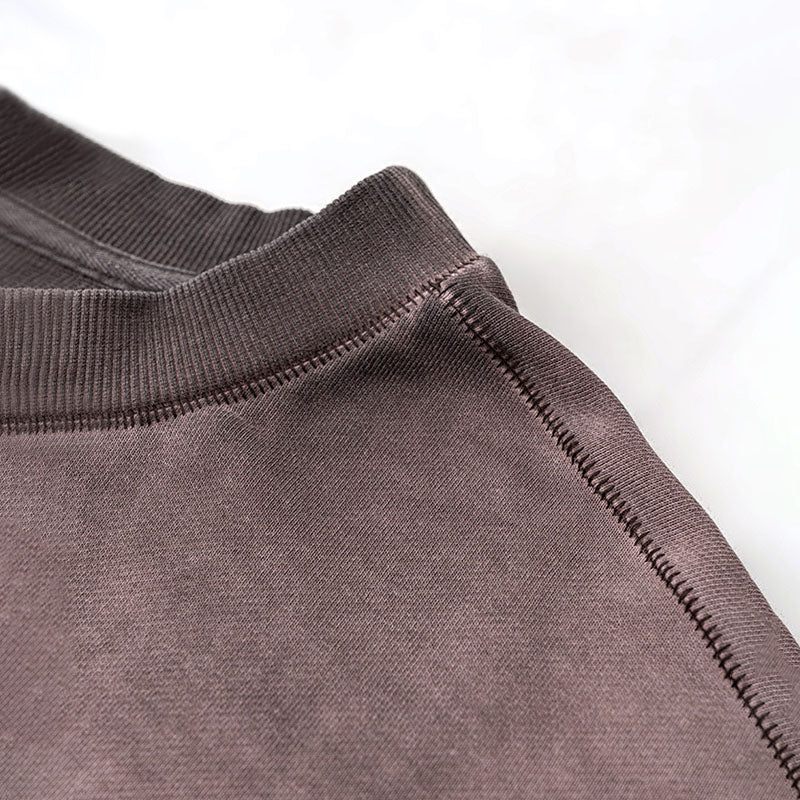 report item Autumn worn looking washed-out vibe round neck sweater men's long-sleeve shirt