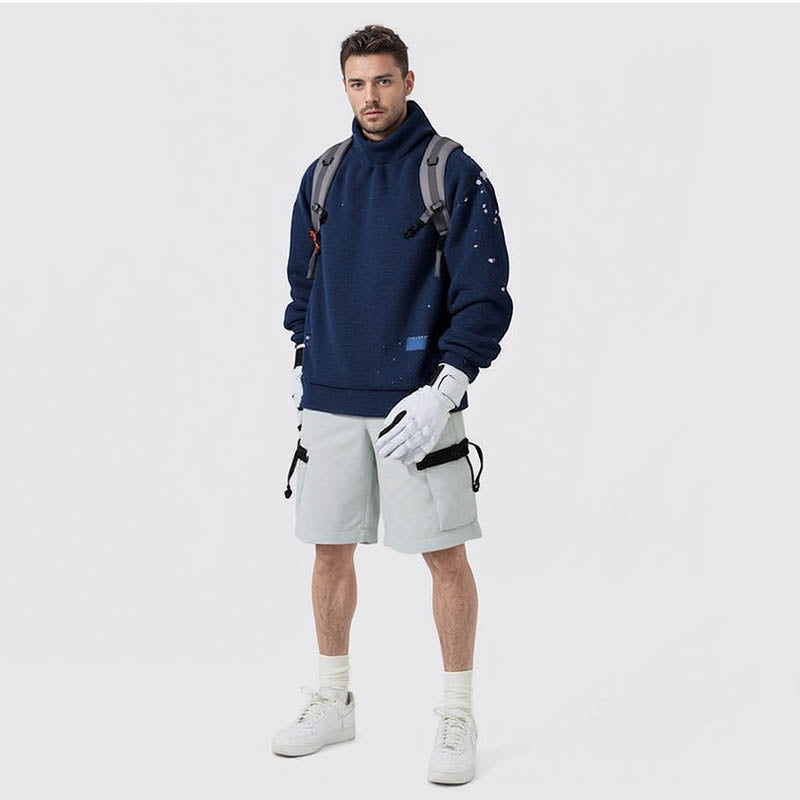 Retro Style Warm Solid Color Polar Fleece Sweatshirt