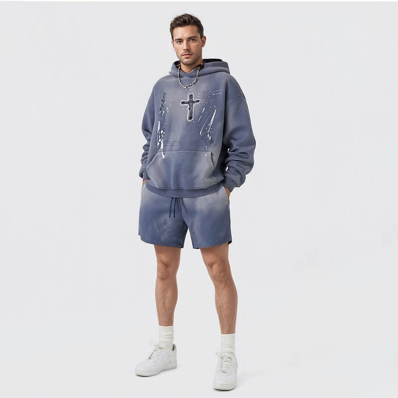 Men's autumn fashion trend couple wear paint dot hooded sweatshirt for men