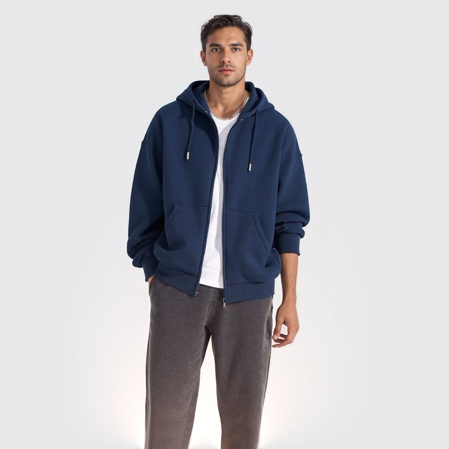 Cardigan hoodie men long sleeve spring and autumn new heavy boys hooded casual jacket