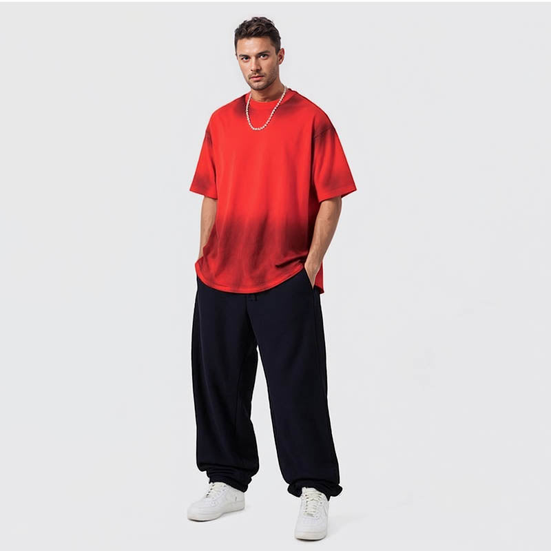 Men's Oversized Shirt Cotton T-Shirt Crew Neck Short Sleeve T-Shirt Fitness Shirt Casual Summer Top