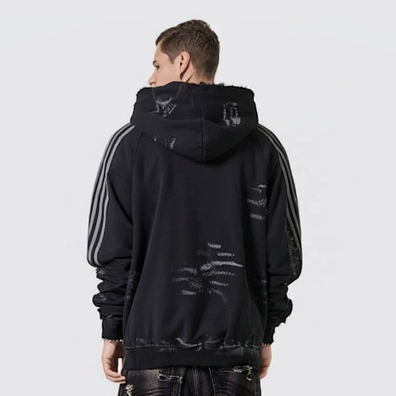 Men's autumn and winter high quality dirty style painted distressed retro hooded sweatshirt for men