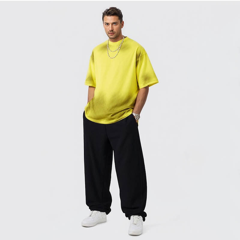 Men's Oversized Shirt Cotton T-Shirt Crew Neck Short Sleeve T-Shirt Fitness Shirt Casual Summer Top