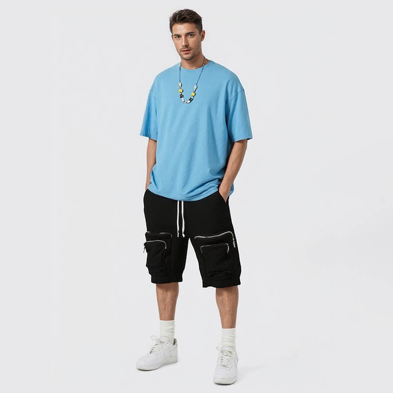 Young cotton men short sleeve blank shirt brand loose short sleeve T-shirt male summer