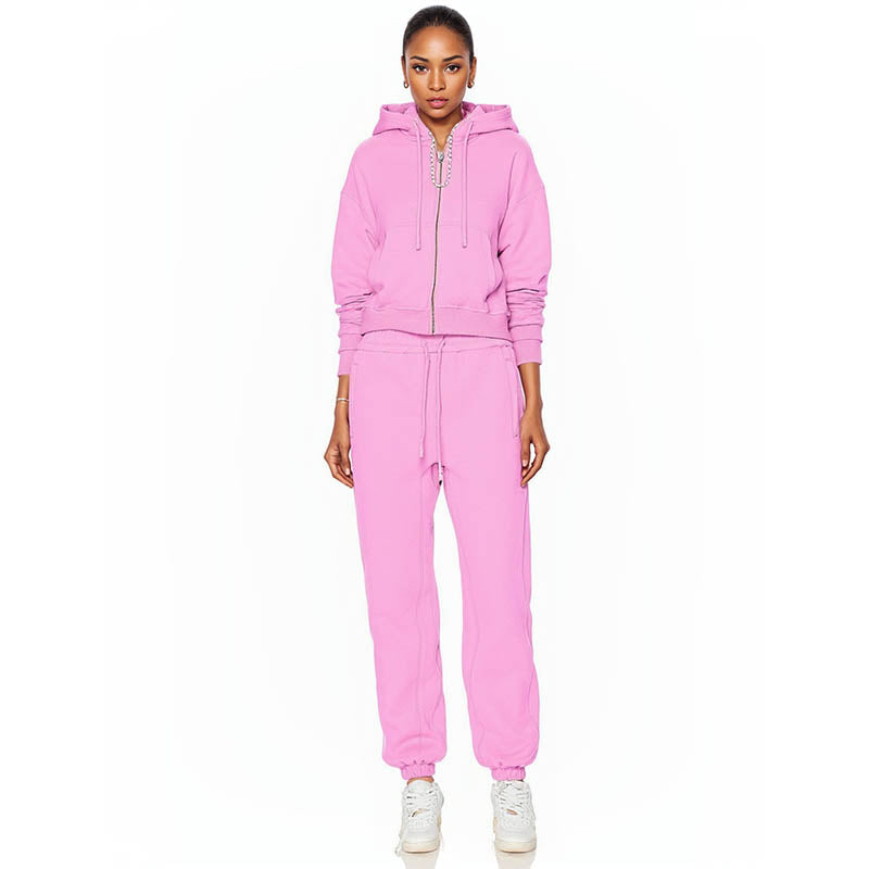 Autumn and winter fashionable short navel-baring pocket zipper hoodie women's lazy style hooded sweatshirt