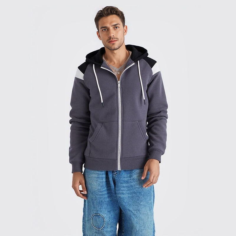 New men's color matching and contrasting fashion sweatshirt men's casual sports to