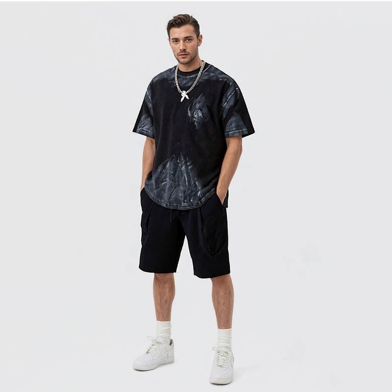 Tops Men 90s Washed Vintage Custom Anime Graphic Shirts Summer Casual Tees Streetwear Harajuku Tops Tees