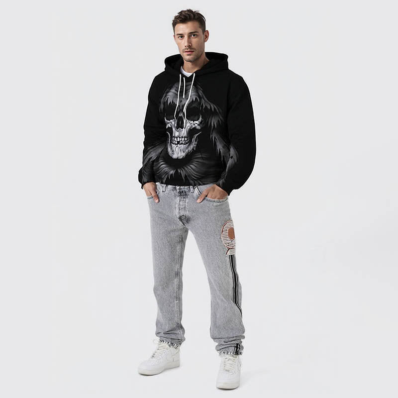 Men's Skull Printed Hoodie Novelty Graphic Sweatshirt Pullover Hoodie