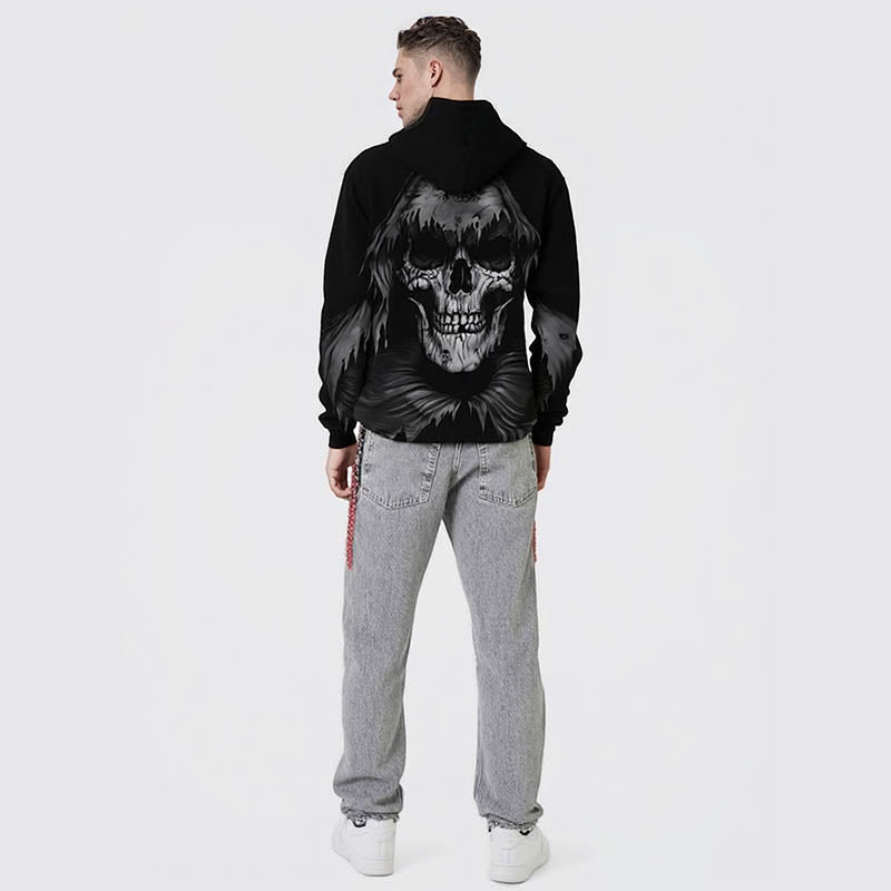 Men's Skull Printed Hoodie Novelty Graphic Sweatshirt Pullover Hoodie