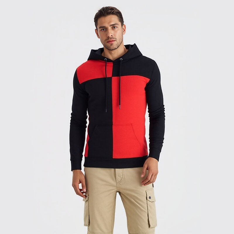 Autumn and winter men's casual hooded sweatshirt jacket men's color block sweatshirt men's clothing