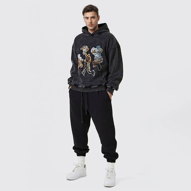 Autumn and winter loose sports uniform hooded pullover sweatshirt for men with digital print sweatshirt