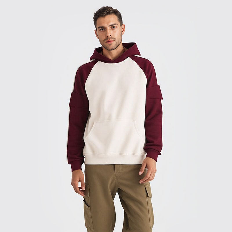 Men's logo print color matching 420G heavyweight sweatshirt for men and women loose trendy hoodie raglan jacket for men