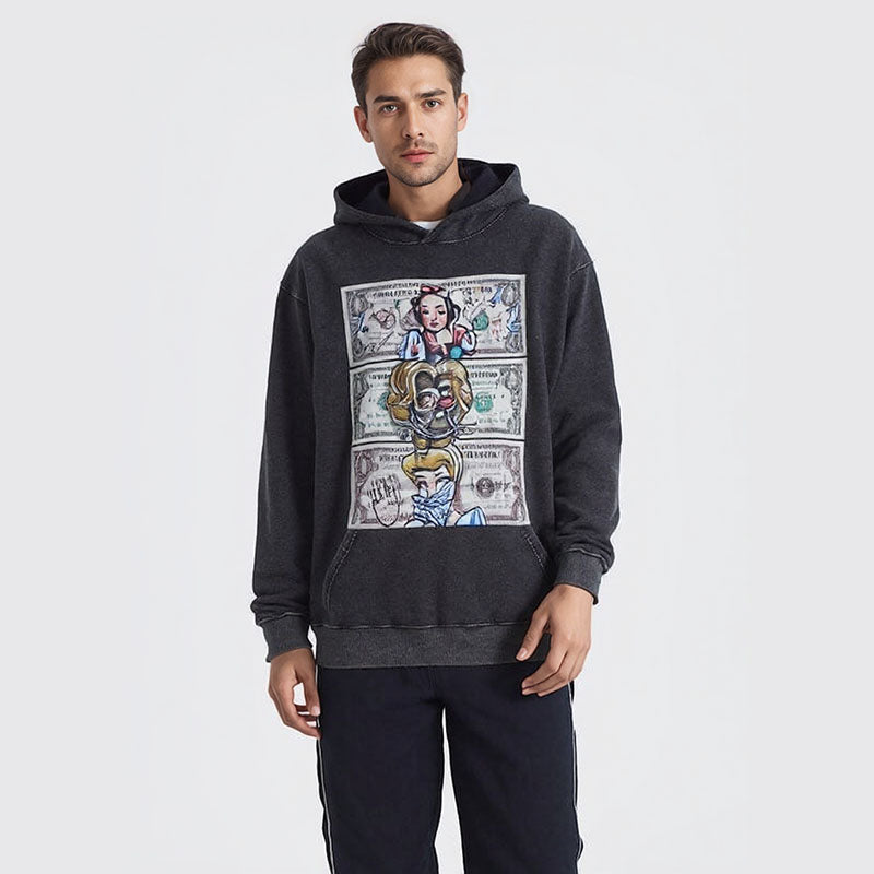 Hip-hop printed hooded sweatshirt cartoon fun street men and women casual loose pullover