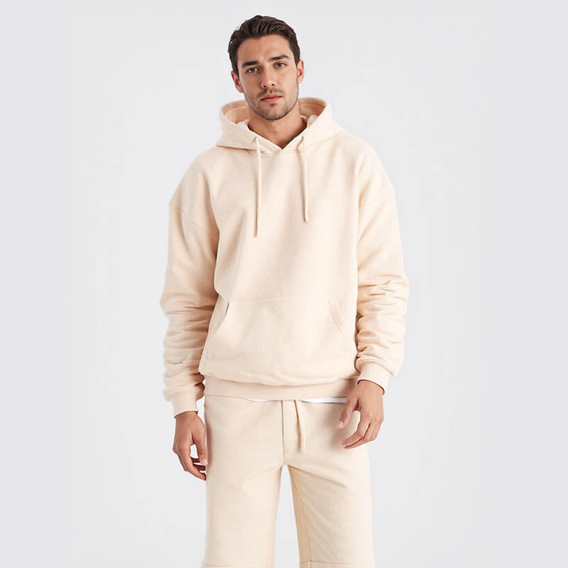 High quality solid color sweatshirt autumn and winter streetwear men's hoodie heavy wash sweatshirt