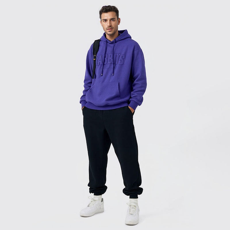 Hooded sweatshirt men's loose large size letter patch embroidered youth casual jacket clothes top