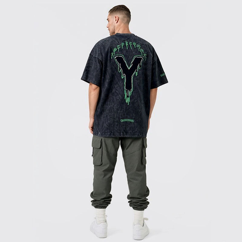 Applique cotton short sleeve T-shirt for men
