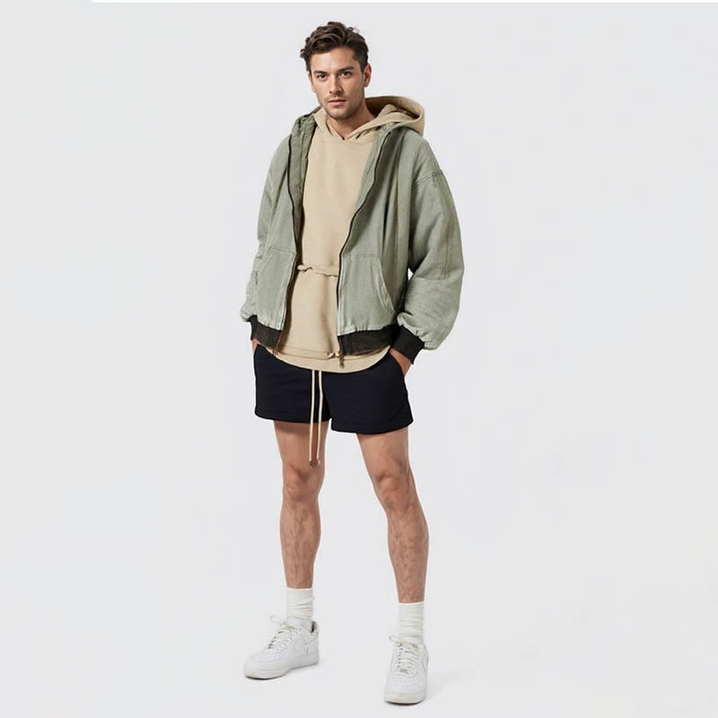 Men's autumn and winter retro heavy-duty washed woven quilted jacket for men