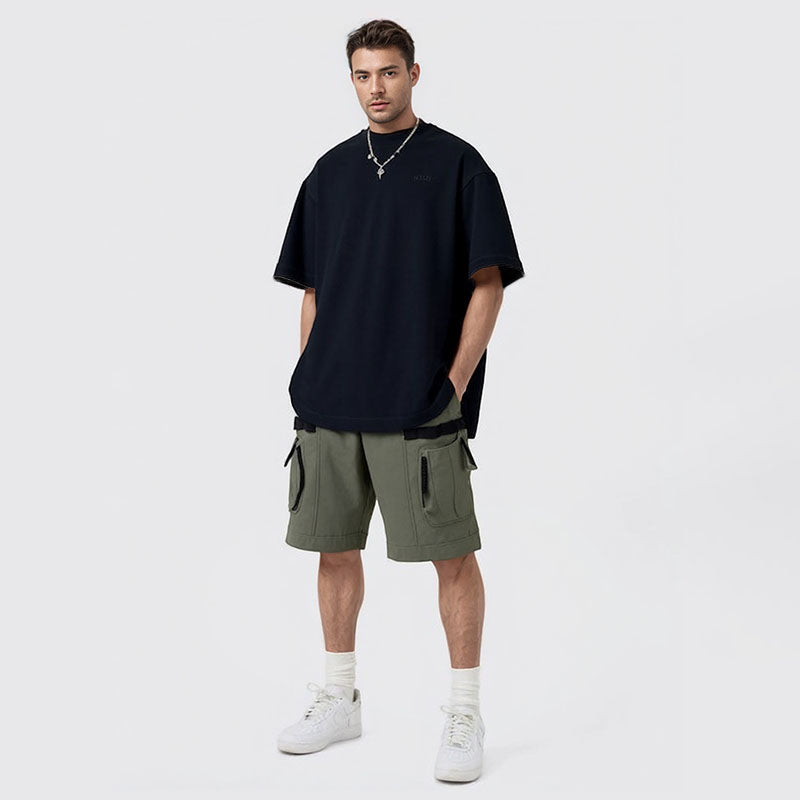 Pure cotton patch embroidered men's short-sleeved t-shirt