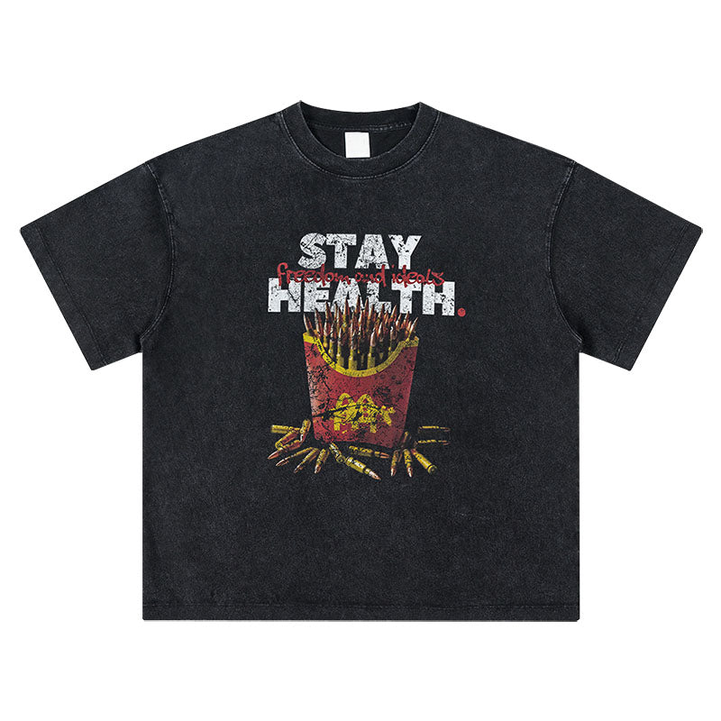 Men's spring and summer new short-sleeved youth pure cotton chips spoof short-sleeved T-shirt for men