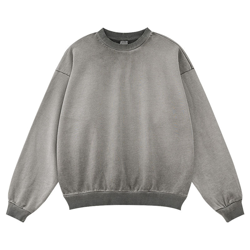 report item Autumn worn looking washed-out vibe round neck sweater men's long-sleeve shirt