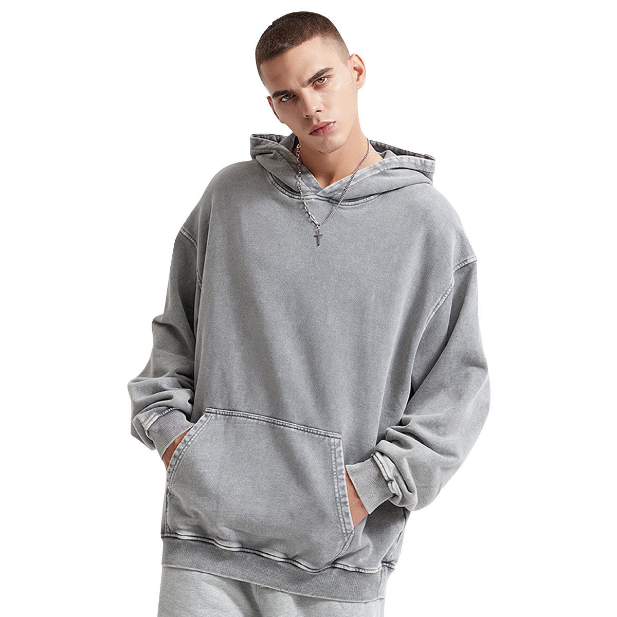 Men's Clothing _ Heavy 420G vintage batik made old hoodie loose wash water men fashion new hoodie