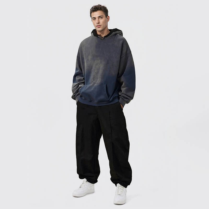 Heavy fried color original new design hoodie wash and fade process silk screen niche men's and women's sweatshirts