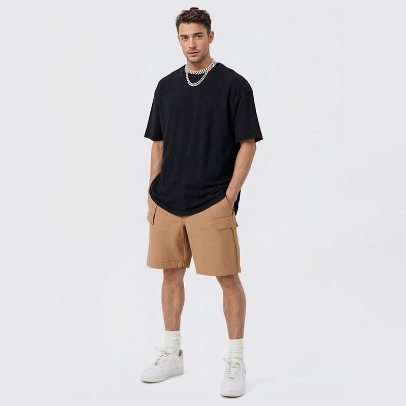 Heavy vintage washed short-sleeved men's T-shirt