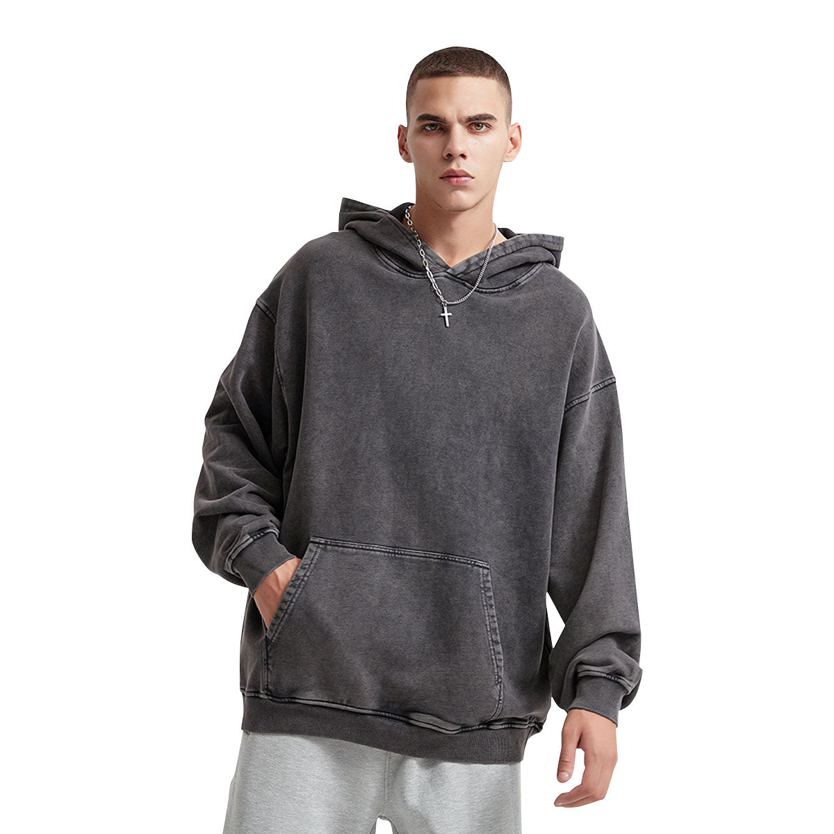 Men's Clothing _ Heavy 420G vintage batik made old hoodie loose wash water men fashion new hoodie