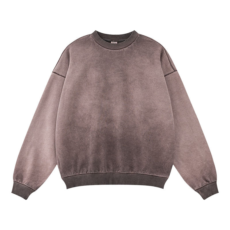 report item Autumn worn looking washed-out vibe round neck sweater men's long-sleeve shirt