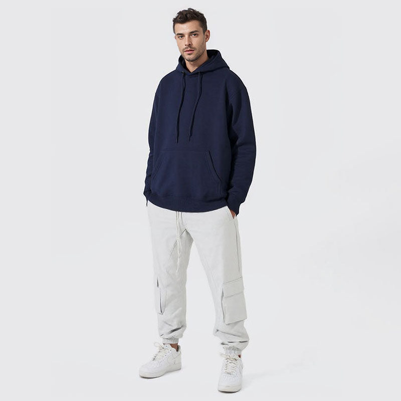 Men's Casual Fleece Hoodie Casual Hooded Sweatshirt Fleece Long Sleeve Pullover