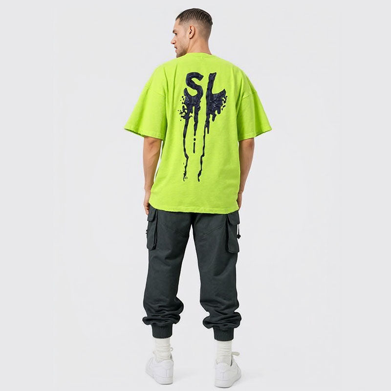 Stone letter print solid color short sleeve T-shirt for men