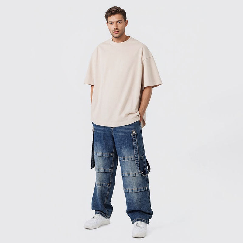 Heavy extra 300g cotton round neck solid color blank T-shirt