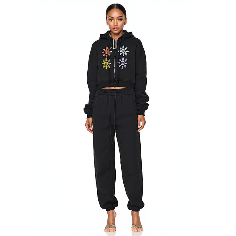 Women's autumn niche plus velvet gray short pocket sweatshirt zipper cardigan women's top