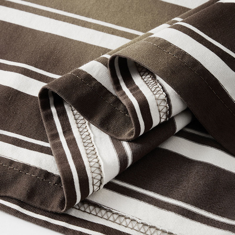 Men's spring/summer wash gradient striped color contrast round neck short-sleeved street couple T-shirt