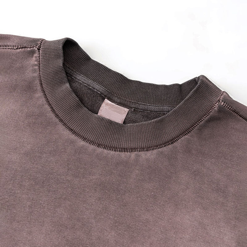 report item Autumn worn looking washed-out vibe round neck sweater men's long-sleeve shirt