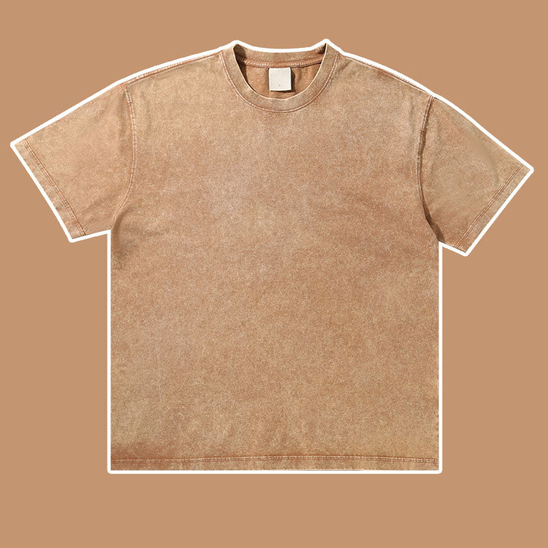 Pure cotton washed T-shirt for men and women in summer retro old street loose American fashion brand short-sleeved customization