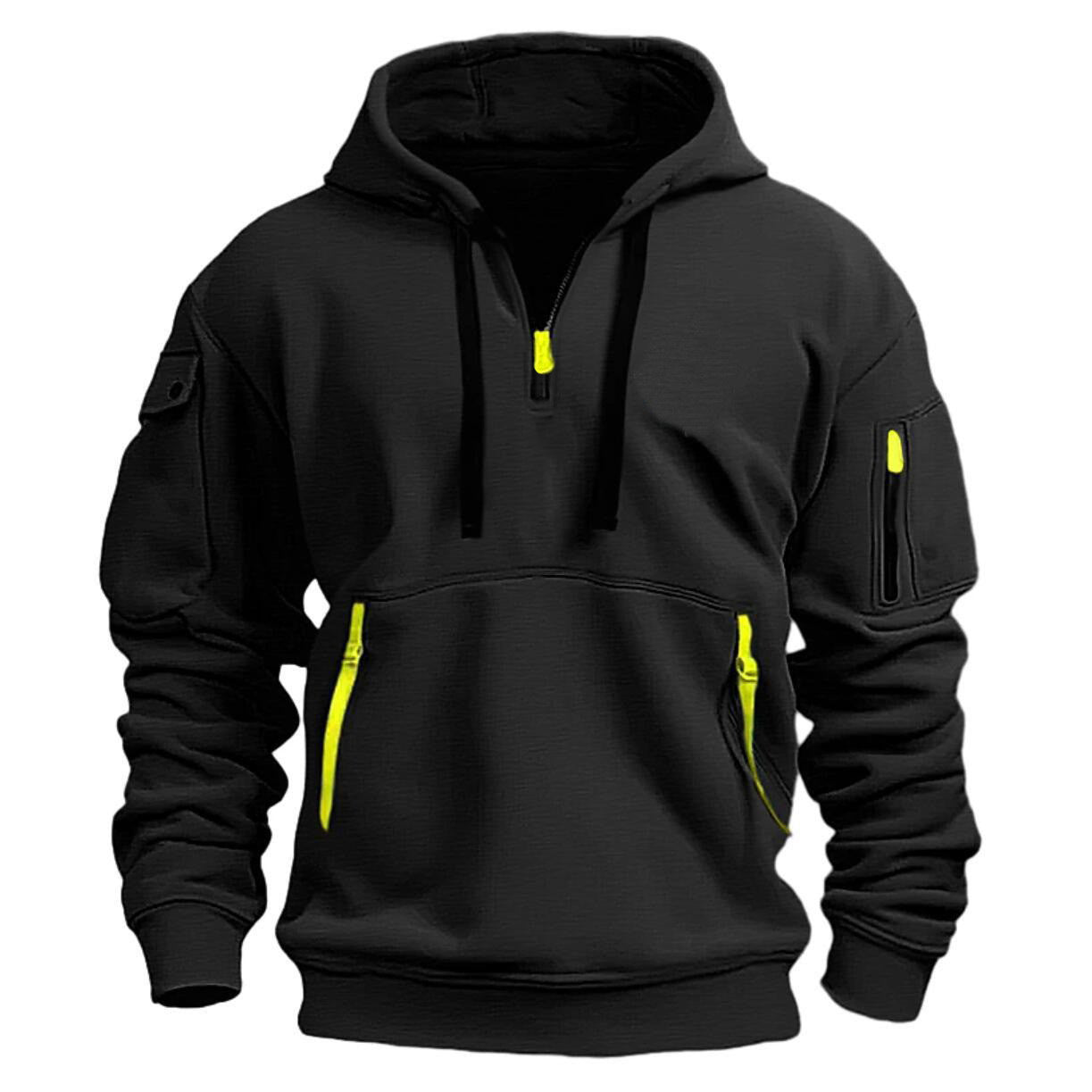 Spring and autumn new men's sweatshirt hoodie zipper multi-pocket pullover sports casual sports hoodie