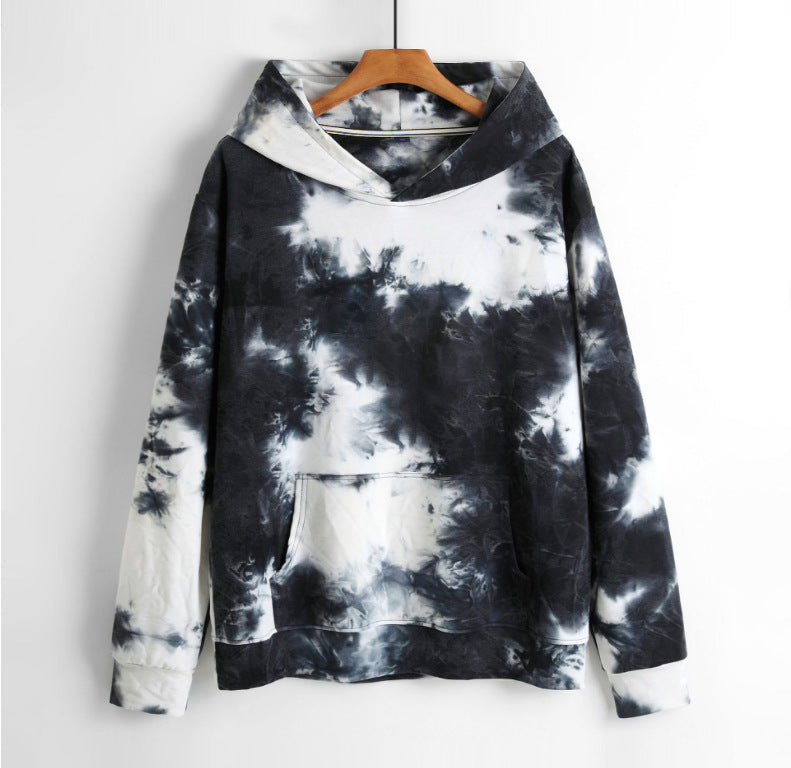 Autumn street men's sweatshirt cotton pullover long-sleeved hooded collar tie-dye sweatsh