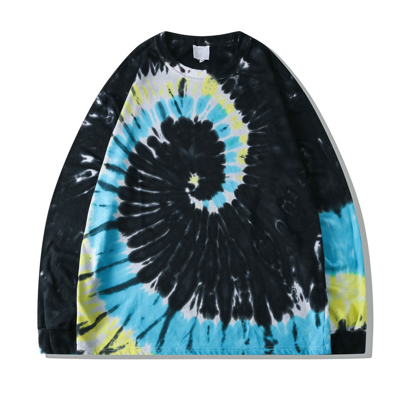 Autumn street men's sweatshirt cotton pullover long-sleeved hooded collar tie-dye sweatsh