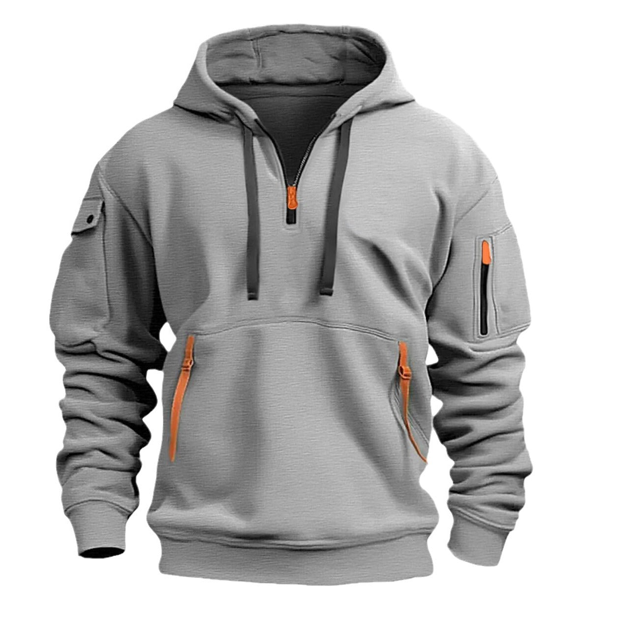 Spring and autumn new men's sweatshirt hoodie zipper multi-pocket pullover sports casual sports hoodie