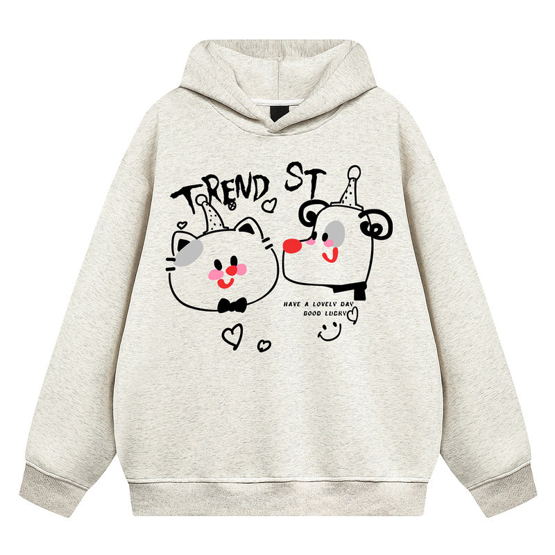 Men's Cartoon Printed Hooded Sweatshirt Unisex Style Loose Autumn and Winter Sweatshirt Men's Clothing