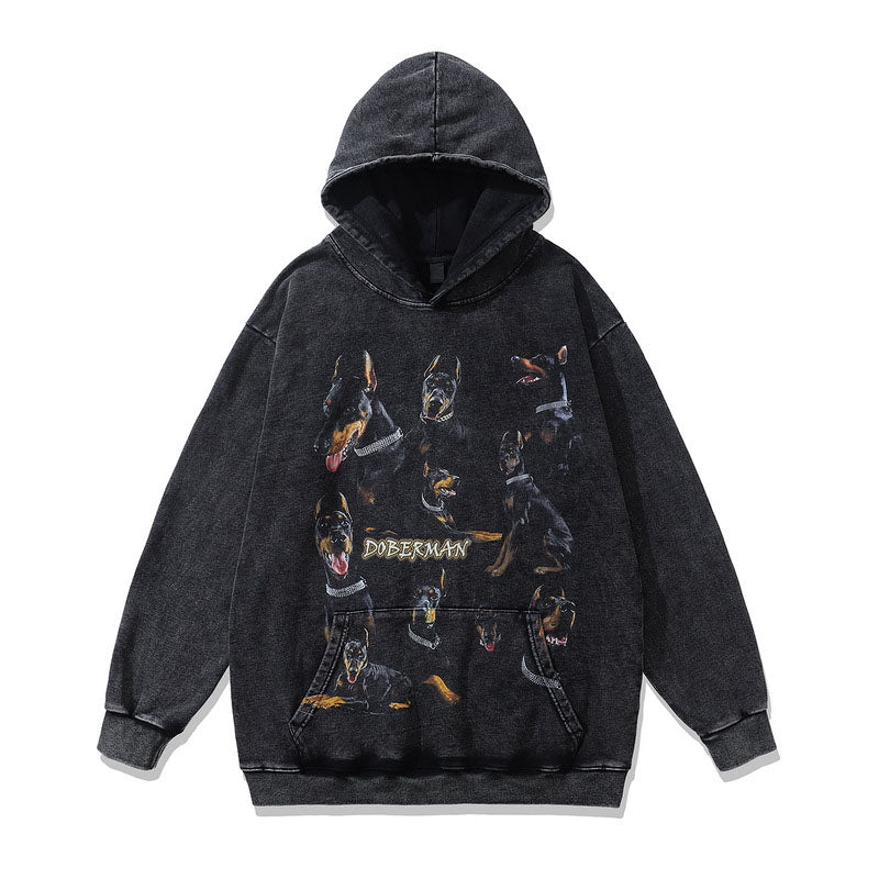 Retro heavy butterfly print hooded sweatshirt for men hip hop street jacket for women