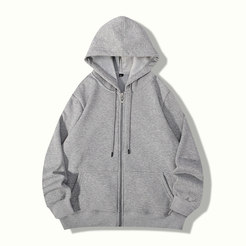 420g plus-size zipper hoodie men's street trend autumn winter plus fleece thickened cardigan coat