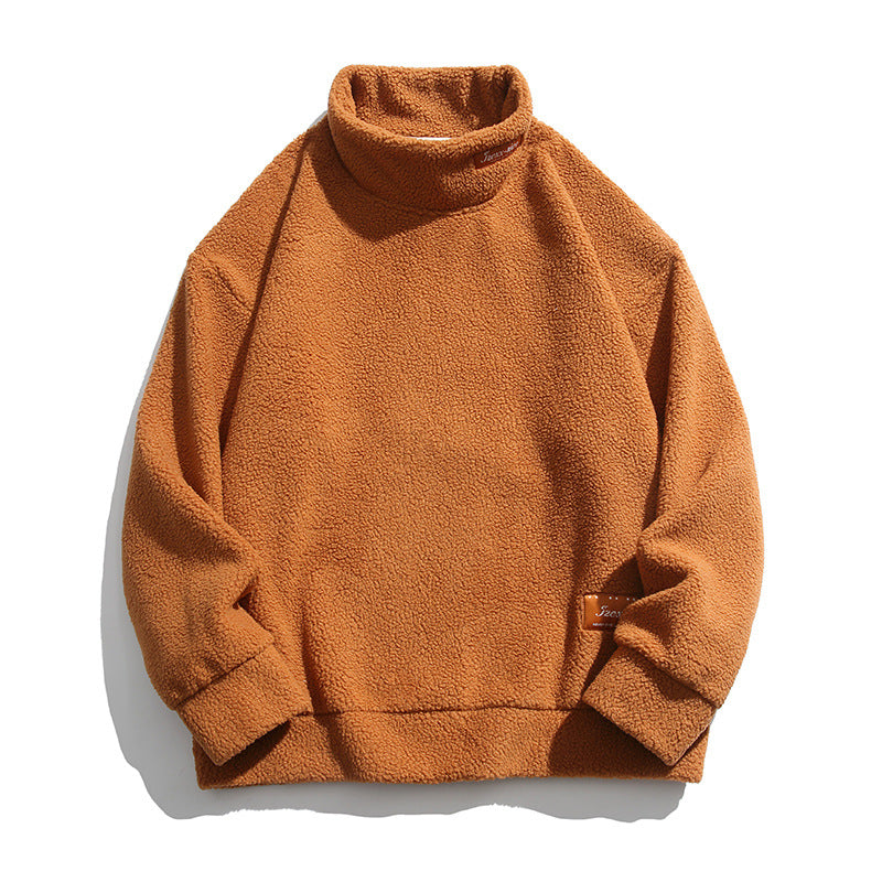 Retro Style Warm Solid Color Polar Fleece Sweatshirt